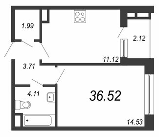 Квартира 36,5 м², 1-комнатная - изображение 1