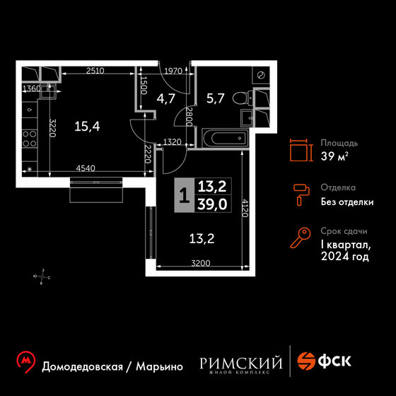 39 м², 1-комнатная квартира 9 106 469 ₽ - изображение 1