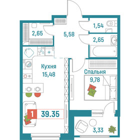 Квартира 39,4 м², 1-комнатная - изображение 1
