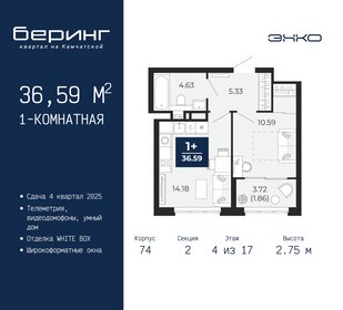 33,2 м², 1-комнатная квартира 2 500 000 ₽ - изображение 81