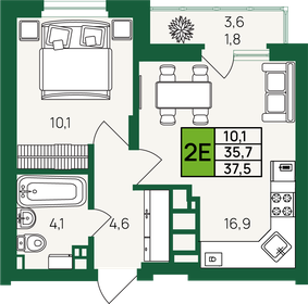 40,8 м², 2-комнатная квартира 4 386 000 ₽ - изображение 30