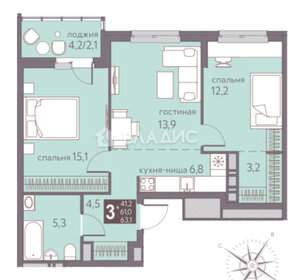 Квартира 64 м², 3-комнатная - изображение 1
