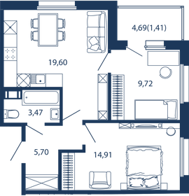 62,1 м², 2-комнатная квартира 11 300 000 ₽ - изображение 84