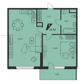 Квартира 51,8 м², 2-комнатная - изображение 1