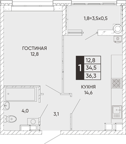 36 м², 1-комнатная квартира 5 700 000 ₽ - изображение 34