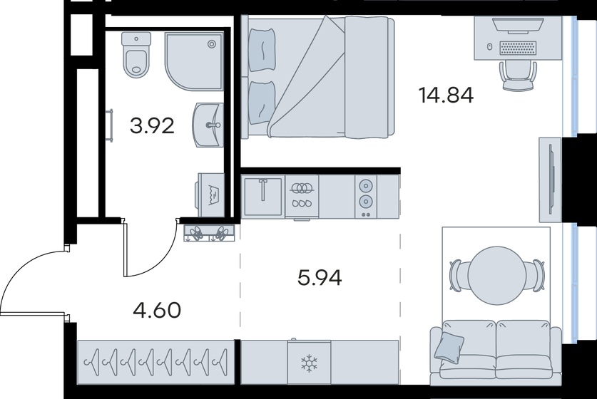 17 м², квартира-студия 2 300 000 ₽ - изображение 60