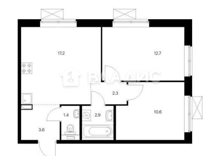 50,6 м², 2-комнатная квартира 11 000 000 ₽ - изображение 51