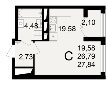 25 м², квартира-студия 3 400 000 ₽ - изображение 54