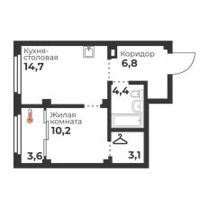 Квартира 39,3 м², 1-комнатная - изображение 3