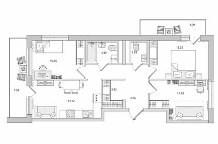 Квартира 79 м², 3-комнатная - изображение 1