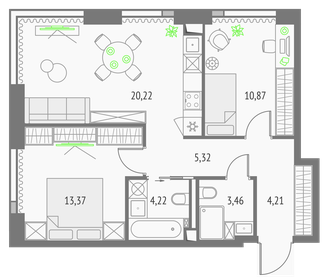 64 м², 2-комнатная квартира 26 064 738 ₽ - изображение 15