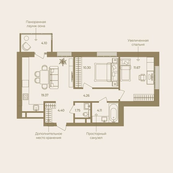 60 м², 2-комнатная квартира 10 290 000 ₽ - изображение 1