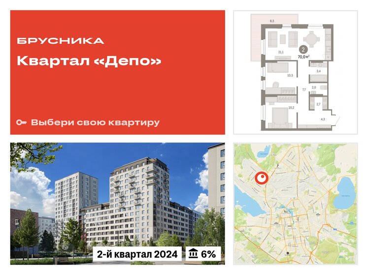 70 м², 2-комнатная квартира 8 970 000 ₽ - изображение 20