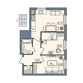 43 м², 2-комнатная квартира 4 295 000 ₽ - изображение 13