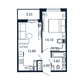 38,3 м², 1-комнатная квартира 7 263 888 ₽ - изображение 86