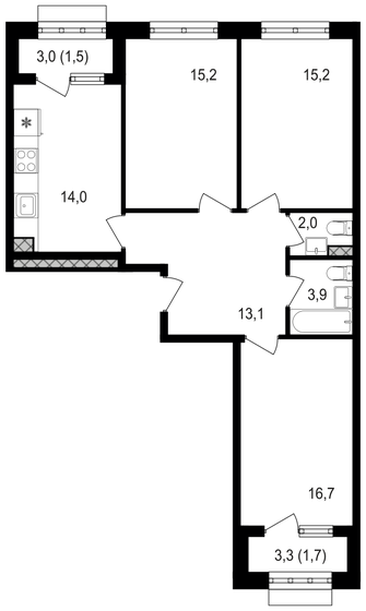 83,3 м², 3-комнатная квартира 26 656 000 ₽ - изображение 1