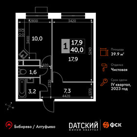 Квартира 39,9 м², 1-комнатная - изображение 1