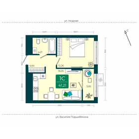 Квартира 41,2 м², 1-комнатная - изображение 1