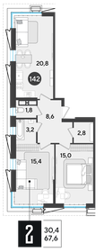 72,8 м², 2-комнатная квартира 11 500 000 ₽ - изображение 70