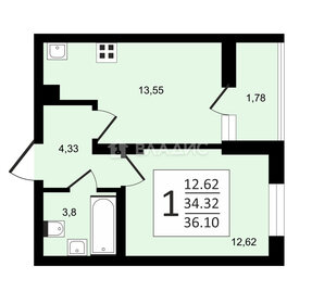 Квартира 36 м², 1-комнатная - изображение 1