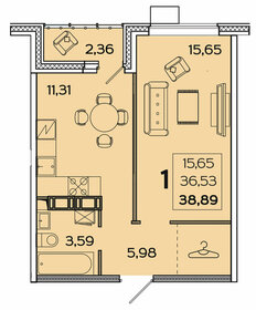 Квартира 38,9 м², 1-комнатная - изображение 1