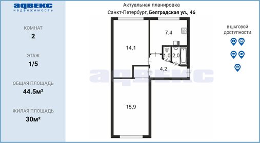 44,6 м², 2-комнатная квартира 7 050 000 ₽ - изображение 65