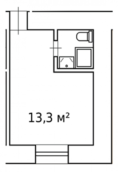 13,3 м², апартаменты-студия 5 272 500 ₽ - изображение 1