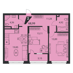 65,1 м², 2-комнатная квартира 8 072 400 ₽ - изображение 28