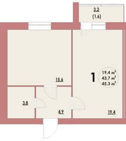 45,3 м², 1-комнатная квартира 3 900 000 ₽ - изображение 10