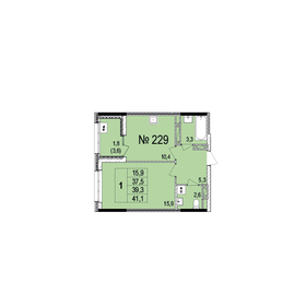 Квартира 39,3 м², 1-комнатная - изображение 1