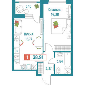 Квартира 38,9 м², 1-комнатная - изображение 1