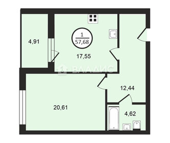 Квартира 54,7 м², 1-комнатные - изображение 1