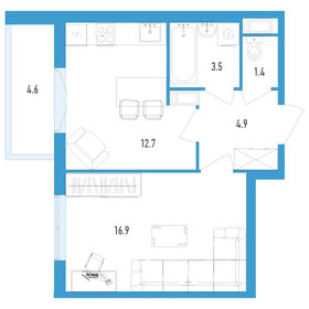 Квартира 41,7 м², 1-комнатная - изображение 1