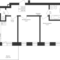 Квартира 55,2 м², 2-комнатная - изображение 3