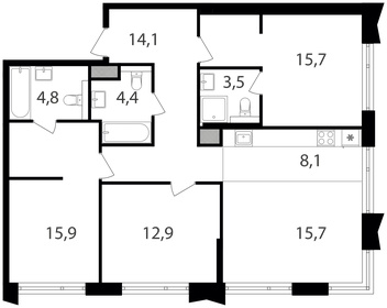 106,4 м², 4-комнатные апартаменты 49 804 620 ₽ - изображение 116