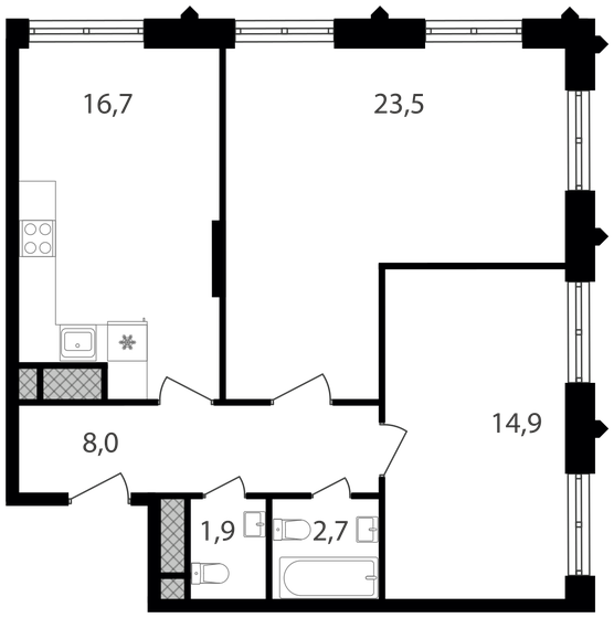 67,7 м², 2-комнатная квартира 20 120 440 ₽ - изображение 24