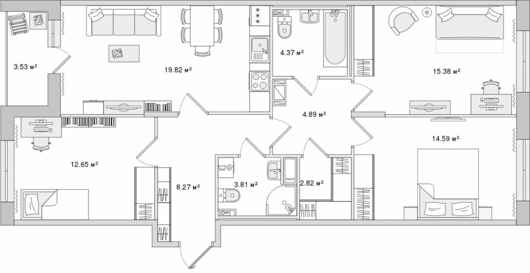 90,1 м², 3-комнатная квартира 30 102 828 ₽ - изображение 1