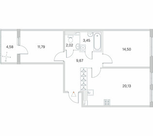 Квартира 63,9 м², 2-комнатная - изображение 1