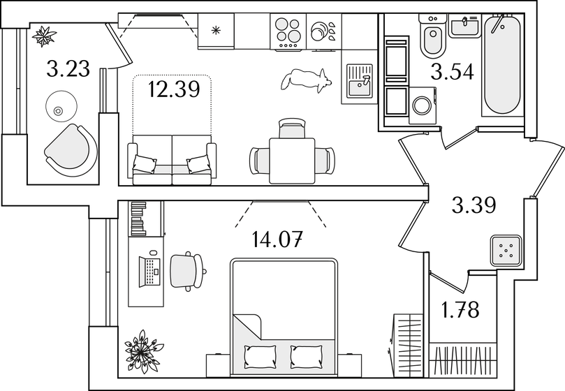 36,8 м², 1-комнатная квартира 11 341 883 ₽ - изображение 29