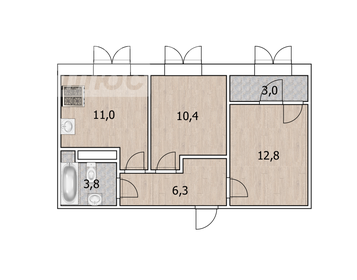 Квартира 45 м², 2-комнатная - изображение 1