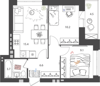 40,3 м², 2-комнатная квартира 5 500 950 ₽ - изображение 9