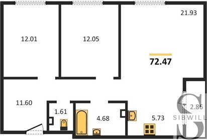 89 м², 3-комнатная квартира 12 999 000 ₽ - изображение 99