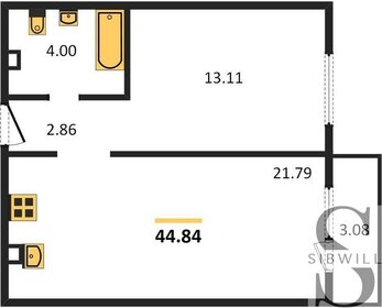 Квартира 44,8 м², 1-комнатная - изображение 1