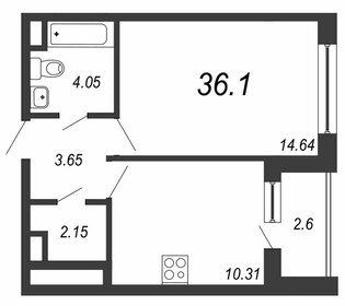 Квартира 36,1 м², 1-комнатная - изображение 1