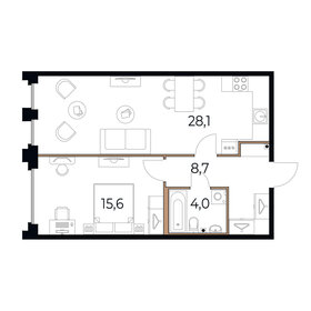 Квартира 56,4 м², 1-комнатная - изображение 1