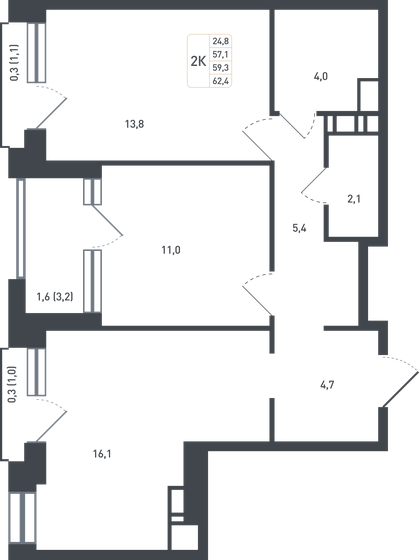 58 м², 2-комнатная квартира 13 200 000 ₽ - изображение 63