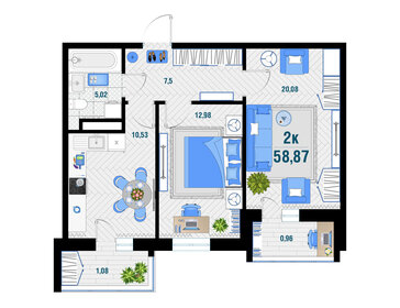 53,6 м², 2-комнатная квартира 6 537 760 ₽ - изображение 6