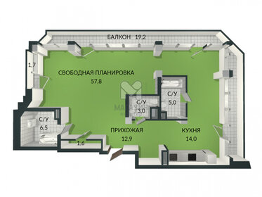 Квартира 102,5 м², студия - изображение 1