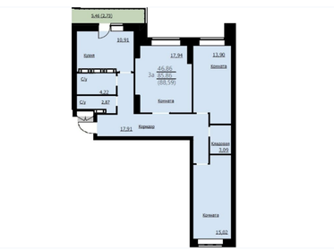 72 м², 3-комнатная квартира 8 200 000 ₽ - изображение 73