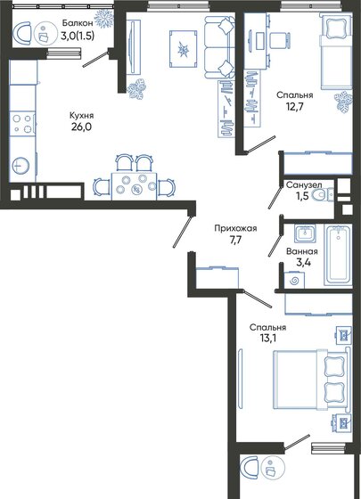 67,6 м², 2-комнатная квартира 11 667 760 ₽ - изображение 1